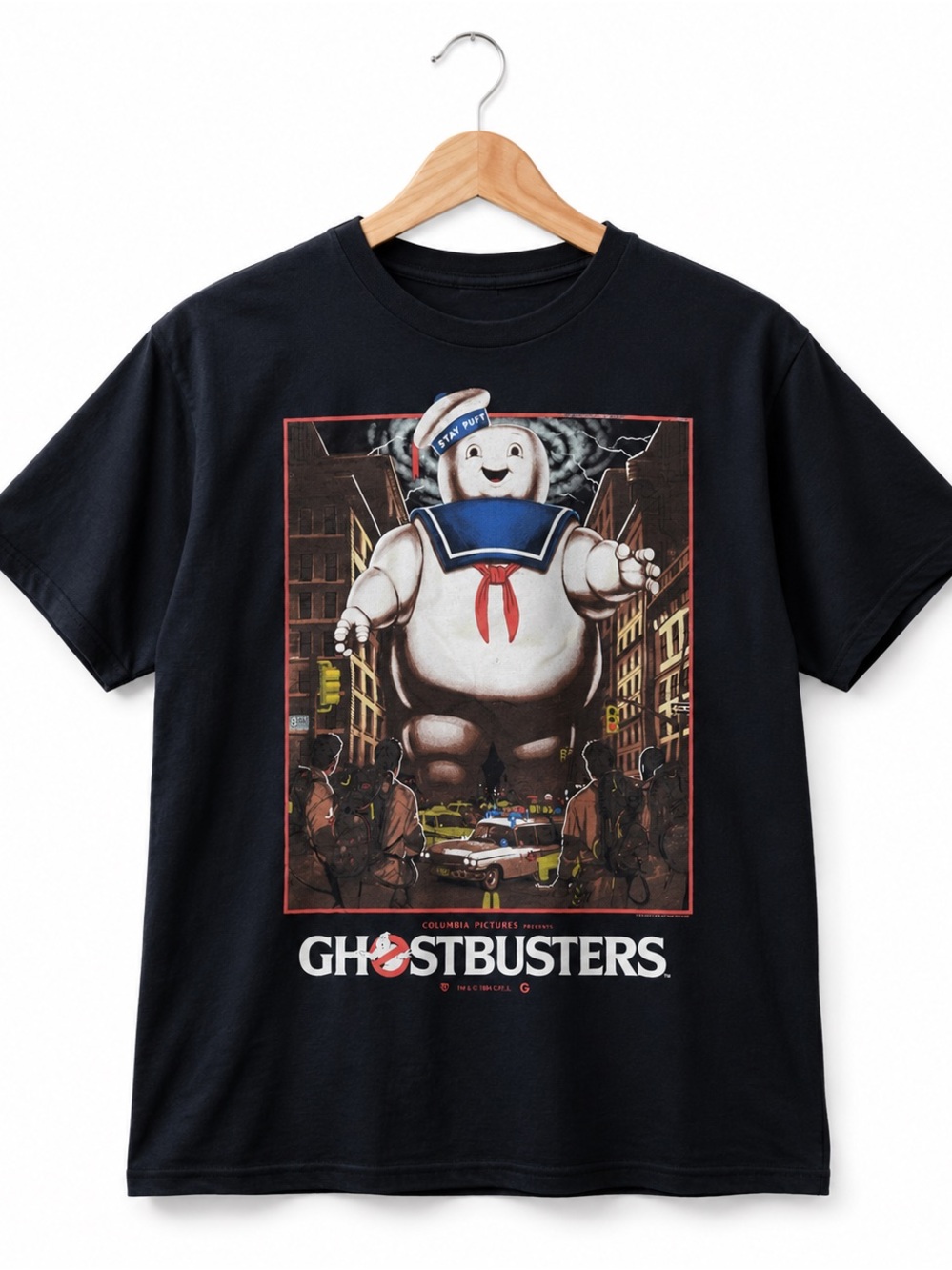 Ghostbusters Stay Puft Marshmallow Man Black M Graphic Tee Fruit of the Loom HD